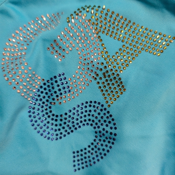 NEW $79 Destira TEAM Competition Gymnastics Leotard SCRUNCHIE Seattle Teal SMALL - Picture 2 of 5
